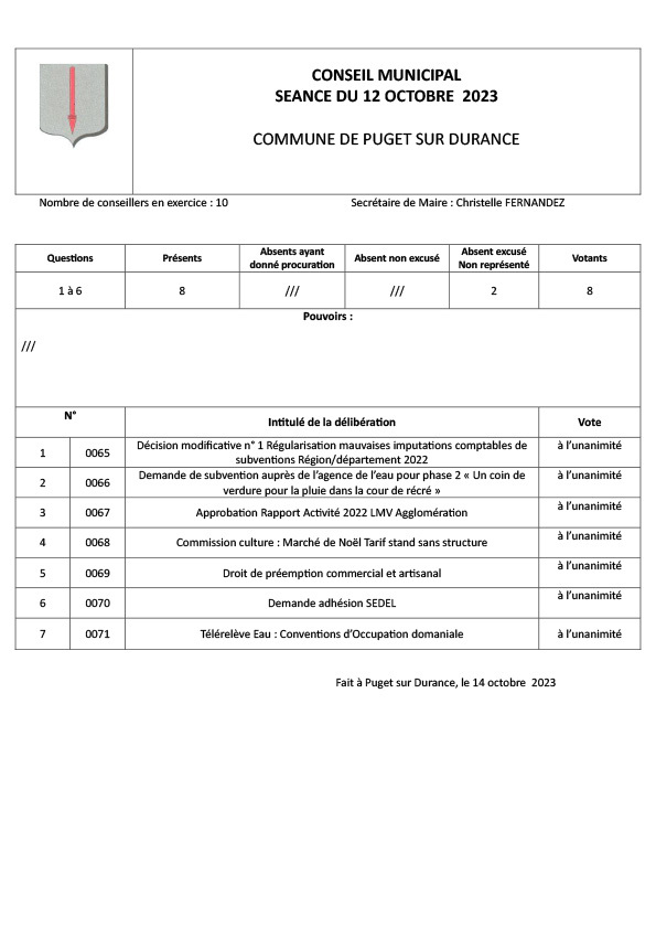 LISTE DELIBERATION12-10