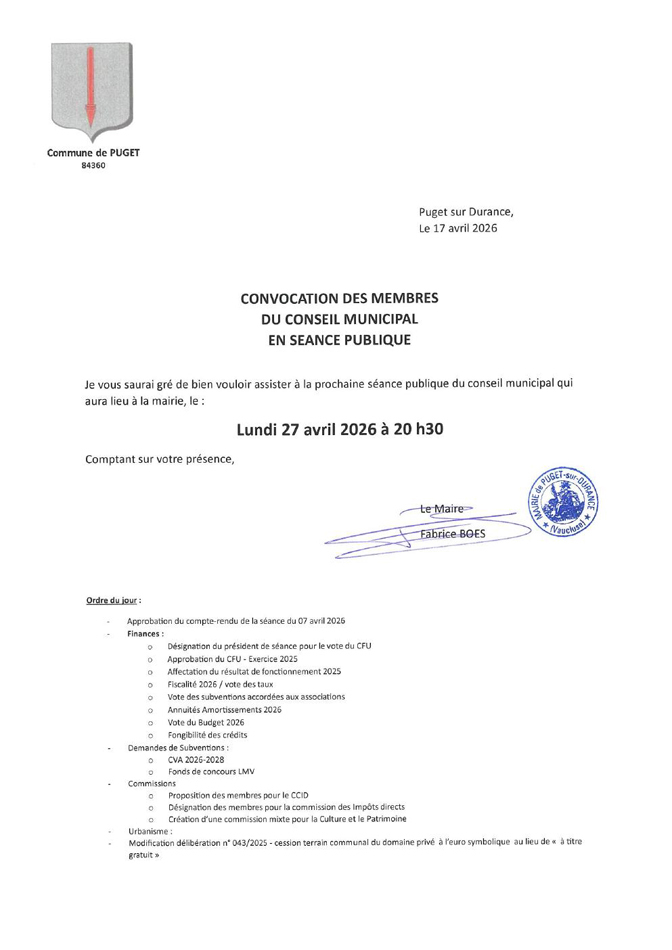 convocation CM DU 27 AVRIL 2026++